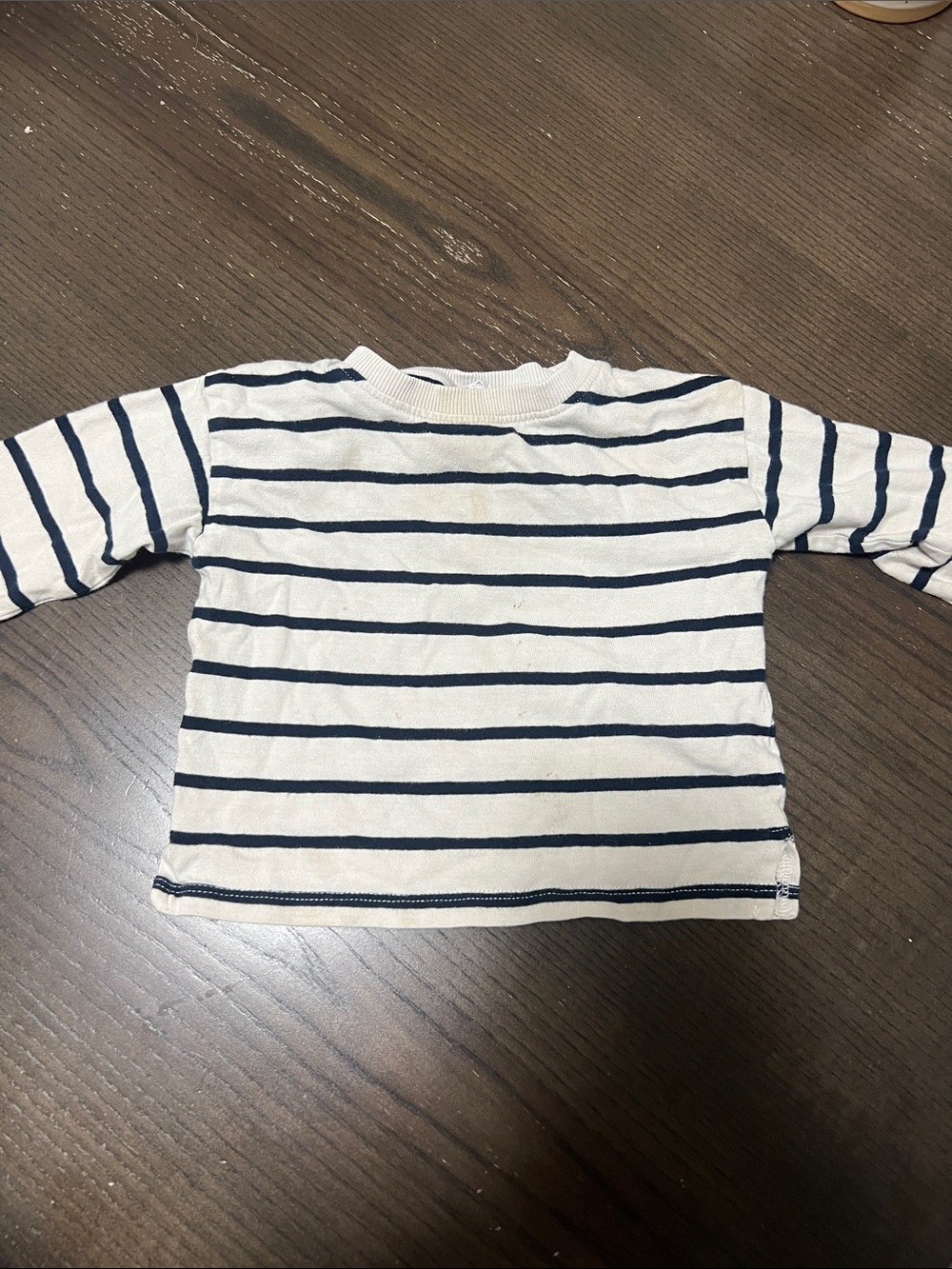 Zara Cream and Navy Striped Long Sleeve Top